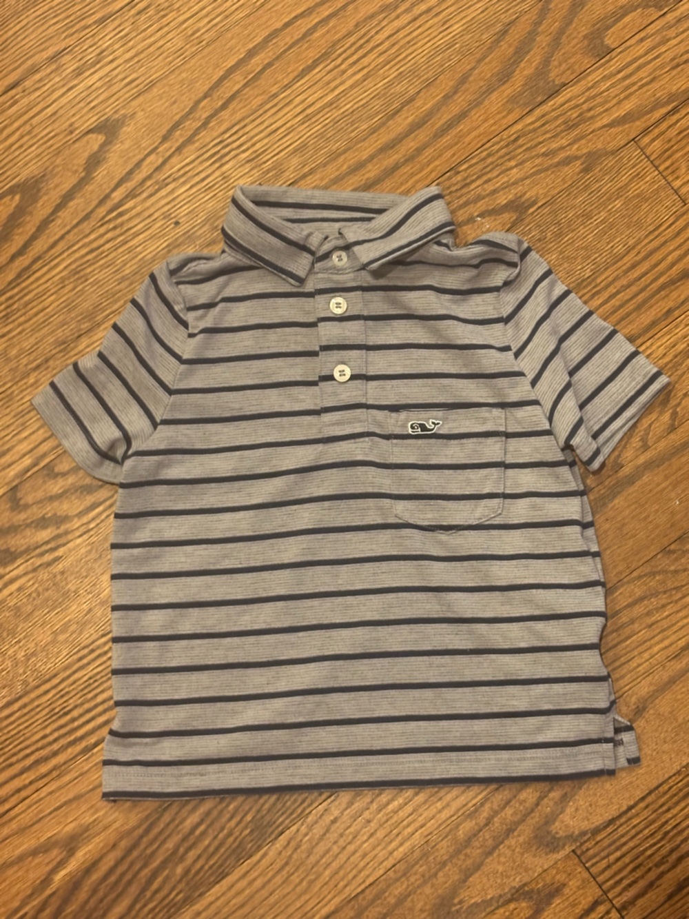 Vineyard Vines Gray Polo with Navy Stripes